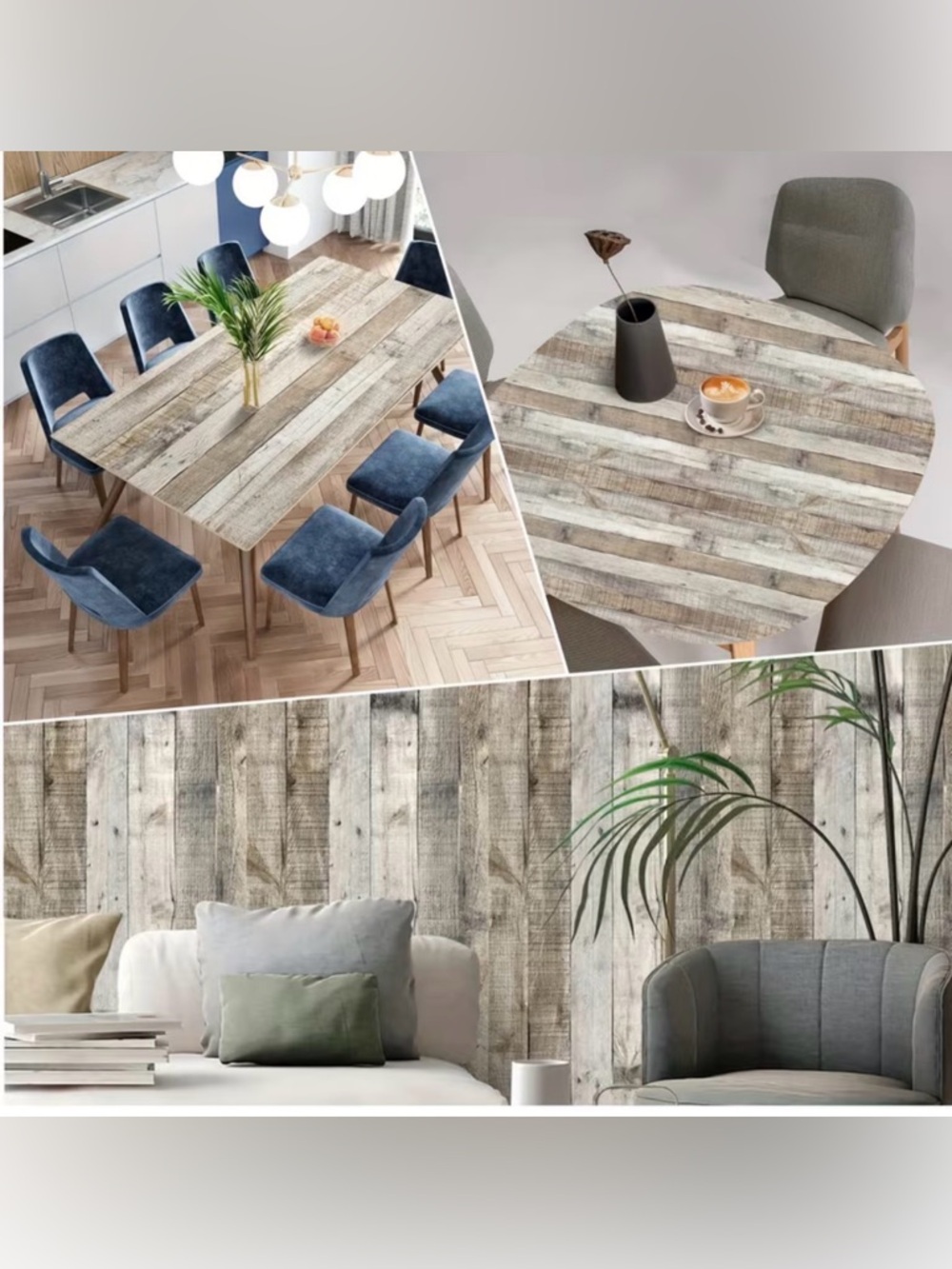 Rustic Weathered Wood Plank Tabletop - Distressed Gray Brown